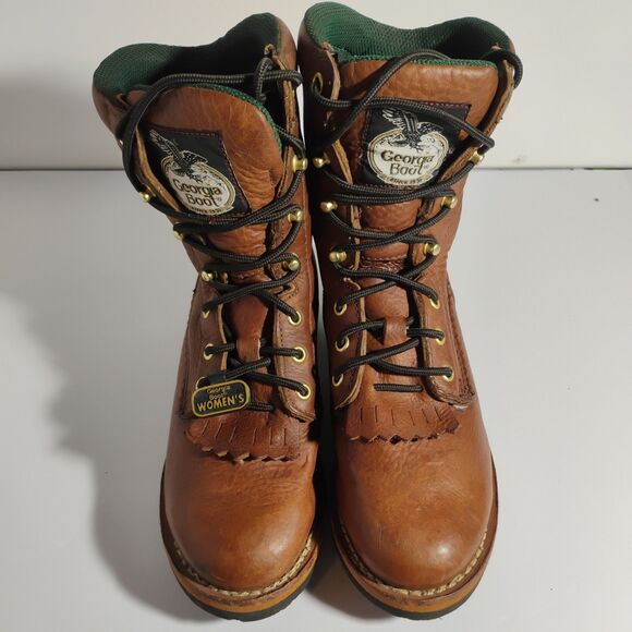 GEORGIA G3114 FARM AND RANCH BROWN LEATHER WORK LADIES 8.5 BOOTS - Picture 14 of 15